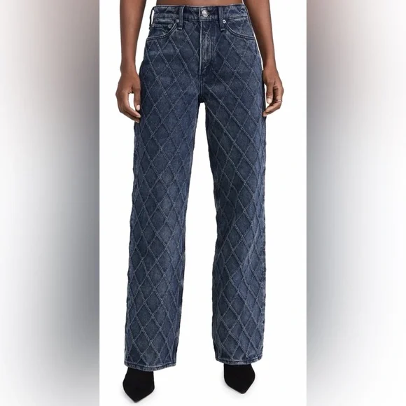 Rag & Bone Logan mid rise wide leg Quilted denim jeans size 30 - Picture 9 of 13